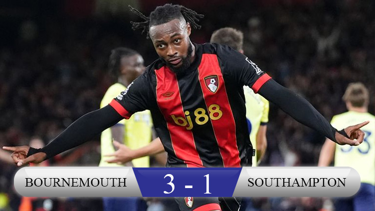 Kết quả trận đấu giữa Bournemouth và Southampton có tỷ số 3-1 nghiêng về đội chủ nhà - 1